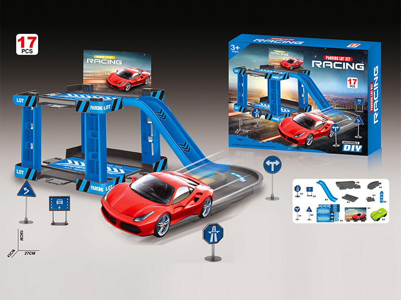 DIY Blue Racing Track Parking Lot 17PCS