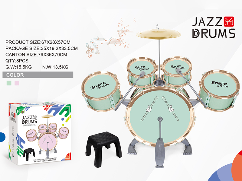 Jazz Drums Set 5 Drums + Chair