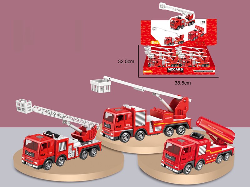 8PCS Friction Alloy Fire Engine