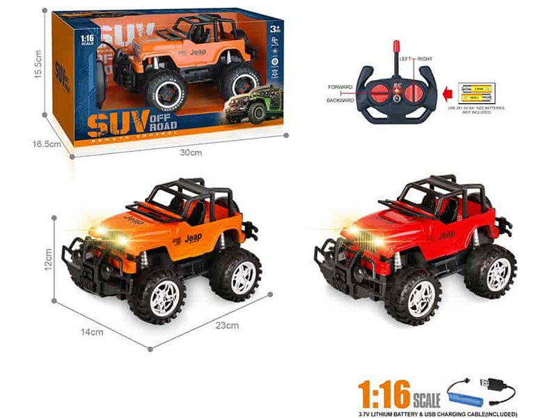 27Mhz 1:16 4-Channel Remote Control Wrangler Off-Road Vehicle With Headlights(Included Batteries)