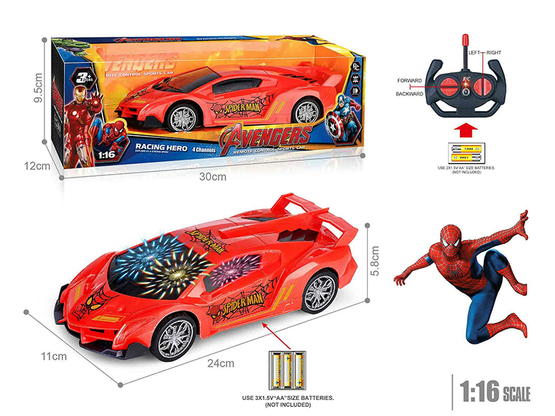 27Mhz 1:16 Lamborghini 4-Channel Remote Control Car With 3D Lights(Spider-Man)(Not Included Batteries)