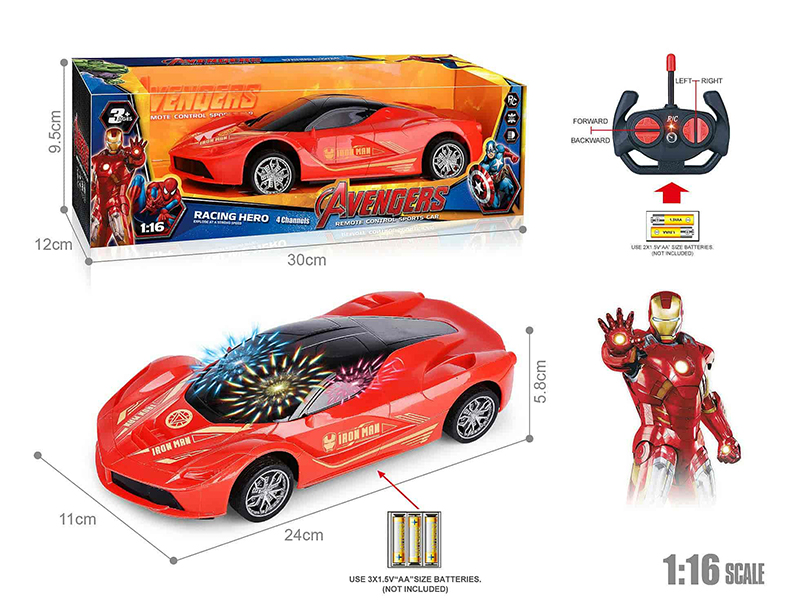 27Mhz 1:16 Ferrari 4-Channel Remote Control Car With 3D Lights(Iron Man)(Not Included Batteries)