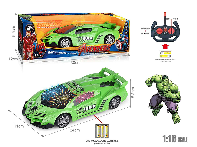 27Mhz 1:16 Lamborghini 4-Channel Remote Control Car With 3D Lights(Hulk)(Not Included Batteries)