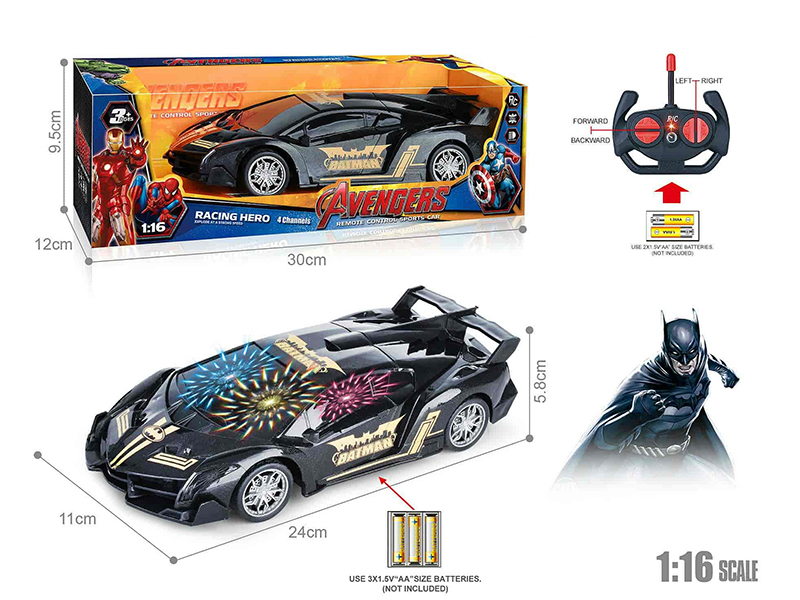 27Mhz 1:16 Lamborghini 4-Channel Remote Control Car With 3D Lights(Batman)(Not Included Batteries)