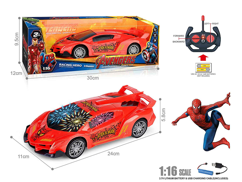 27Mhz 1:16 Lamborghini 4-Channel Remote Control Car With 3D Lights(Spider-Man)(Included Batteries)
