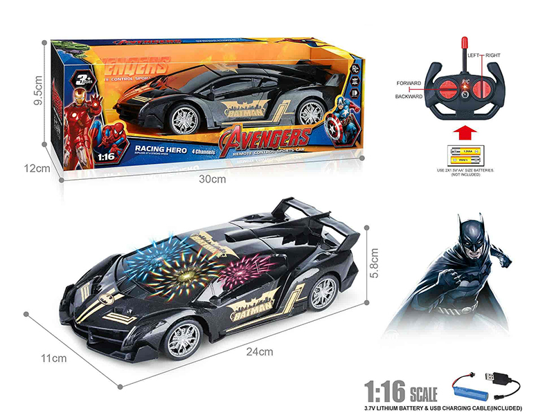 27Mhz 1:16 Lamborghini 4-Channel Remote Control Car With 3D Lights(Batman)(Included Batteries)