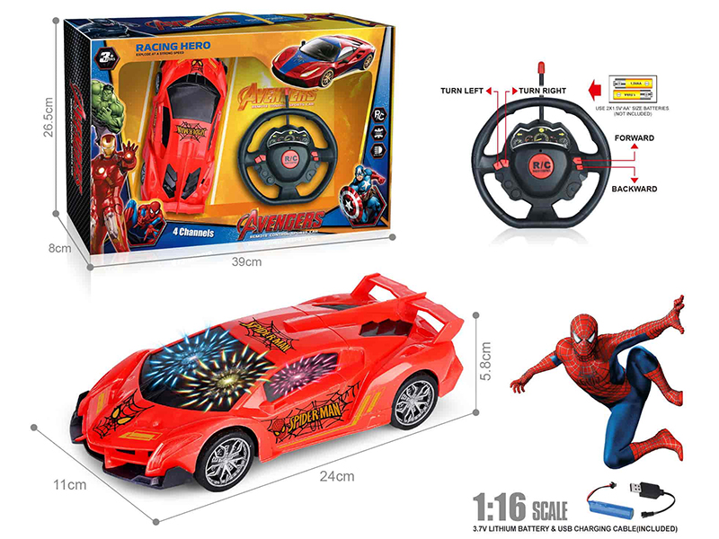 27Mhz 1:16 Lamborghini 4-Channel Remote Control Simulated Car With 3D Lights(Spider-Man)(Included Batteries)