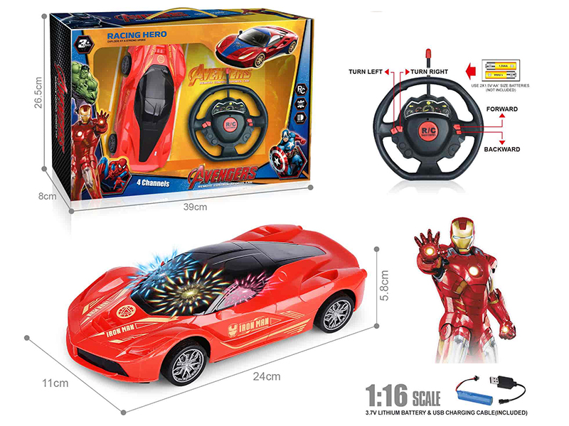 27Mhz 1:16 Ferrari 4-Channel Remote Control Simulated Car With 3D Lights(Iron Man)(Included Batteries)