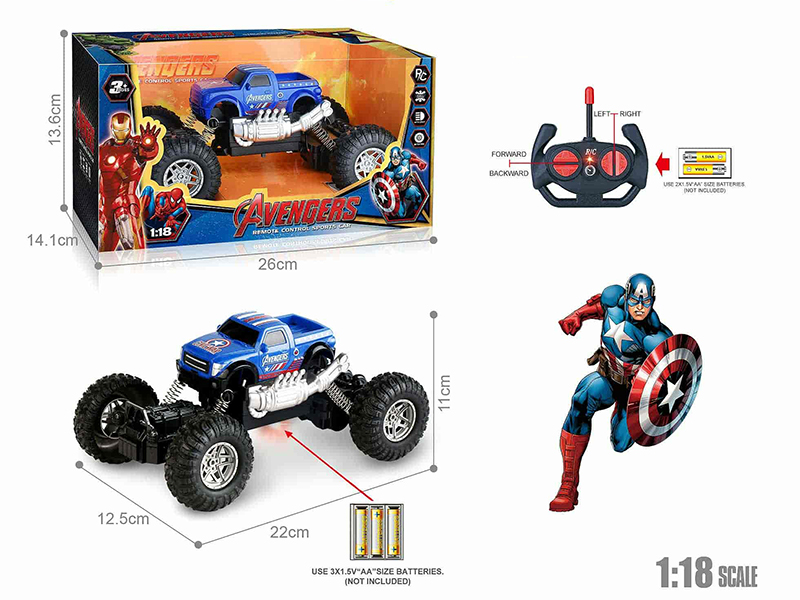 27Mhz 1:18 4-Channel Remote Control Pickup Climbing Car With Lights(Captain America)(Not Included Batteries)