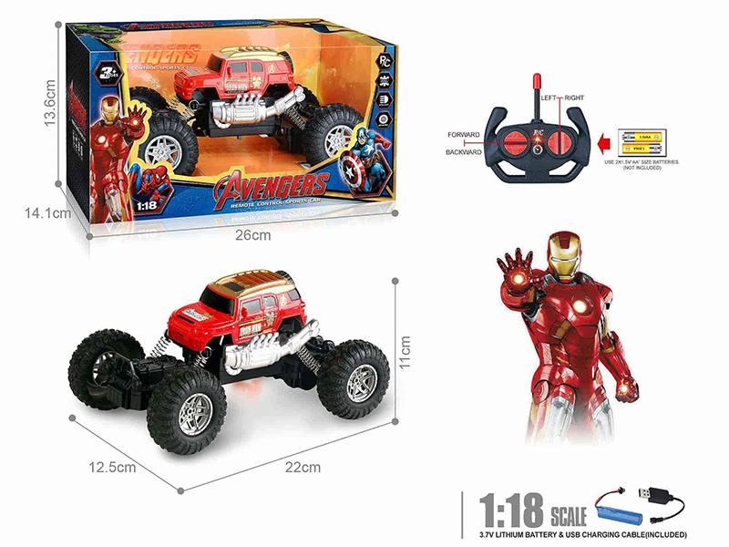 27Mhz 1:18 4-Channel Remote Control Land Cruiser Climbing Car With Lights(Iron Man)(Included Batteries)