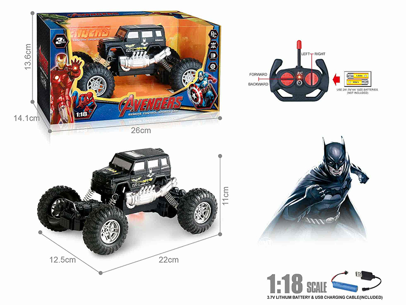 27Mhz 1:18 4-Channel Remote Control Mercedes-Benz Grand G Climbing Car With Lights(Batman)(Included Batteries)