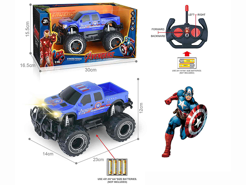 27Mhz 1:6 4-Channel Remote Control Ford Pickup Off-Road Vehicle With Headlights(Captain America)(Not Included Batteries)