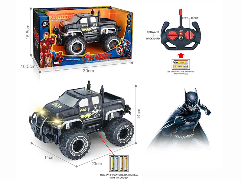 27Mhz 1:16 4-Channel Remote Control Pickup Off-Road Vehicle With Headlights(Batman)(Not Included Batteries)