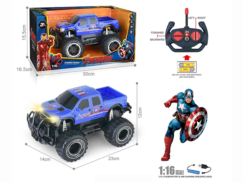 27Mhz 1:6 4-Channel Remote Control Ford Pickup Off-Road Vehicle With Headlights(Captain America)(Included Batteries)