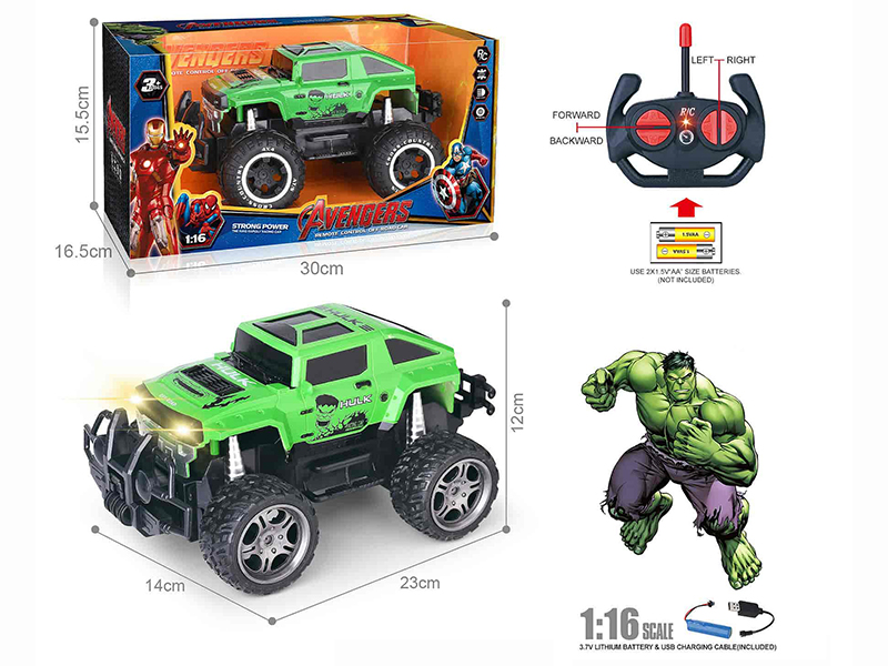 27Mhz 1:16 4-Channel Remote Control Hummer HX Off-Road Vehicle With Headlights(Hulk)(Included Batteries)