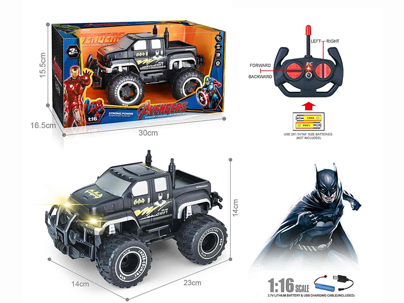 27Mhz 1:16 4-Channel Remote Control Pickup Off-Road Vehicle With Headlights(Batman)(Included Batteries)