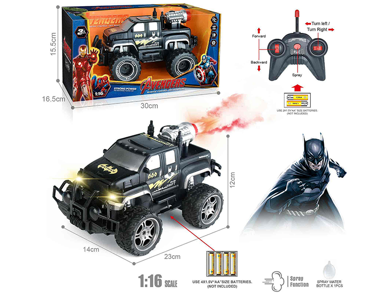 40Mhz 1:16 5-Channel Remote Control Pickup Off-Road Vehicle With Spray,Headlights(Batman)(Included Batteries)