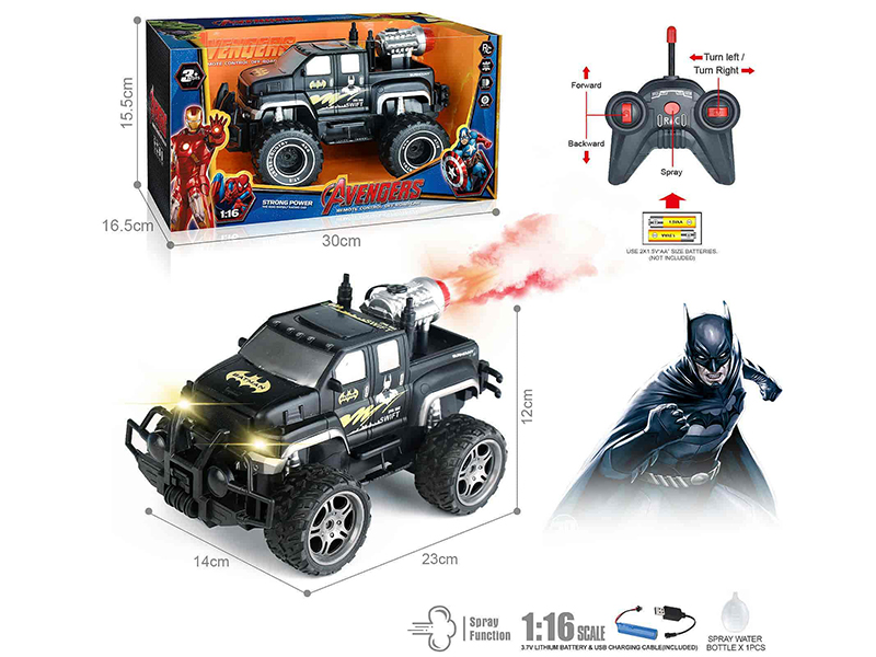 40Mhz 1:16 5-Channel Remote Control Pickup Off-Road Vehicle With Spray,Headlights(Batman)(Included Batteries)
