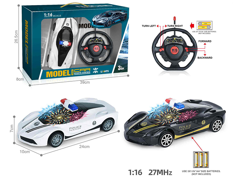 27Mhz 1:16 Ferrari 4-Channel Remote Control Police Car With Headlights(Not Included Batteries)