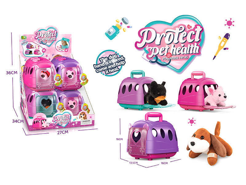 8PCS Pet Plush Dog Medical Care Cage