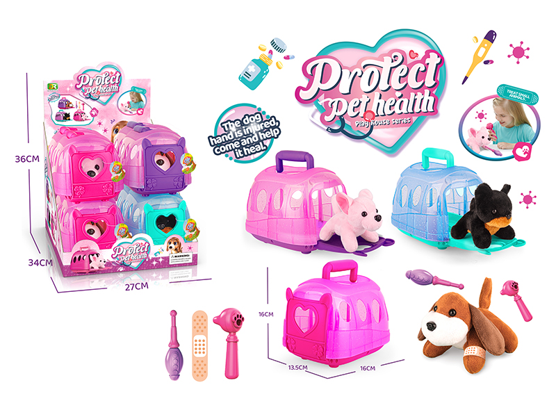 8PCS Pet Plush Dog Medical Care Cage