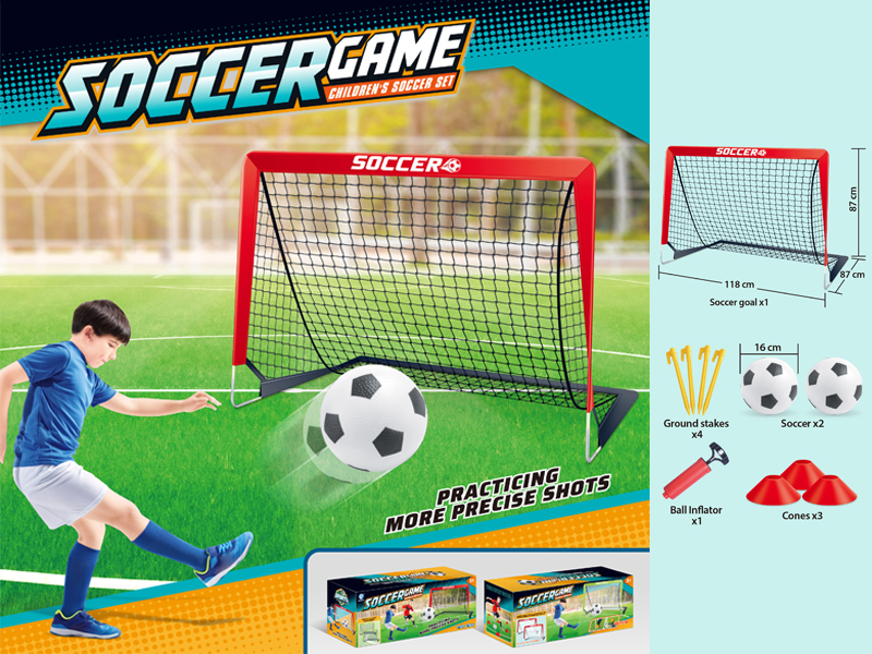 Red Single Goal Football Goal(Black Net)