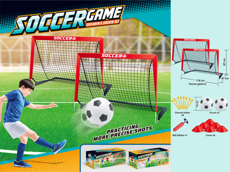 Red Double Door Football Goal(Black Net)