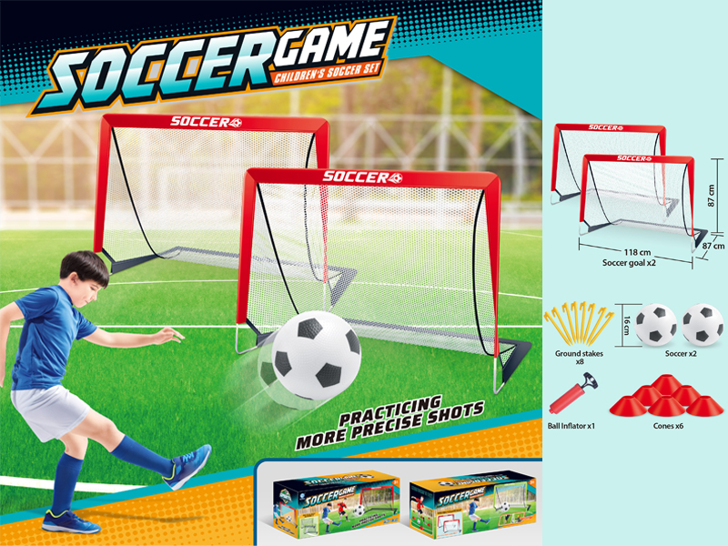Red Double Door Football Goal(White Net)