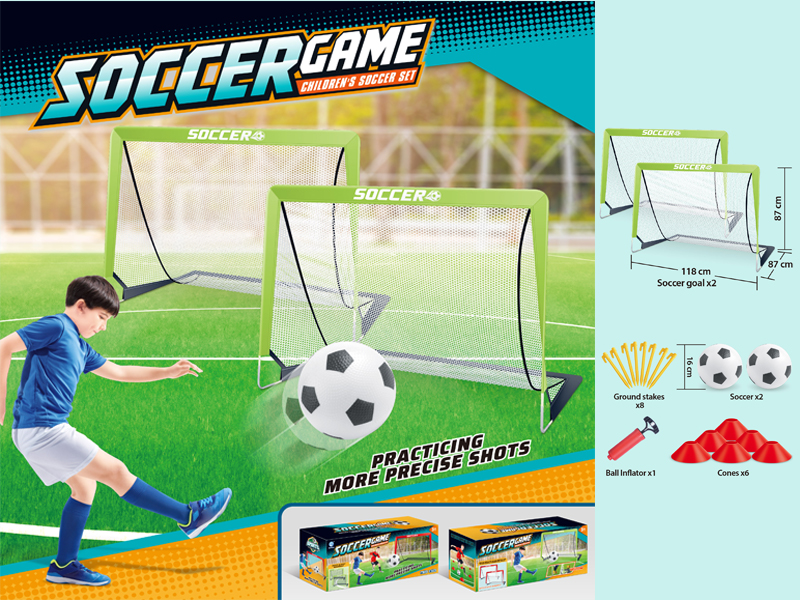 Green Double Door Football Goal(White Net)