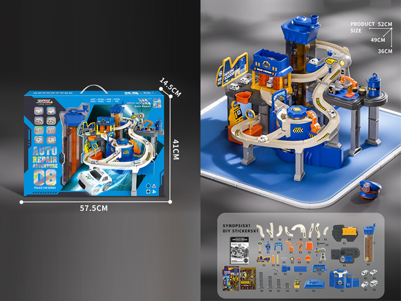 Multi Functional Car Track+Lifting Building+Car Wash (Police Theme)