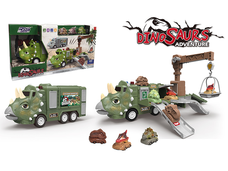 Triceratops Deformable Track Friction Car（Green）