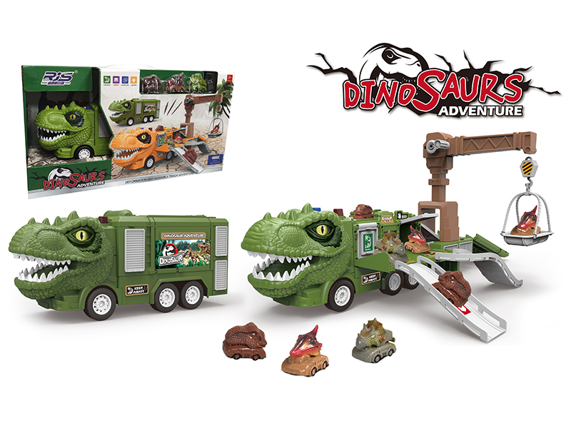 Tyrannosaurus Rex Deformable Track Friction Car（Yellow）