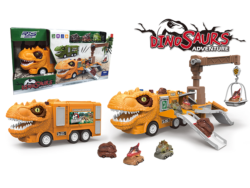 Tyrannosaurus Rex Deformable Track Friction Car（Green）