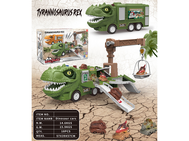 Tyrannosaurus Rex Deformable Track Friction Car（Green）