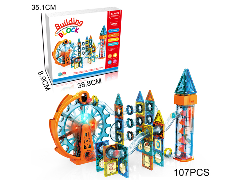 B/O Ferris Wheel Lift Magnetic Plate Pipeline Building Blocks 107PCS