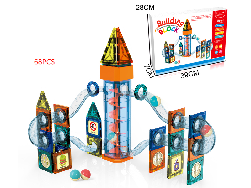 B/O Elevator Magnetic Plate Pipeline Building Blocks 68PCS