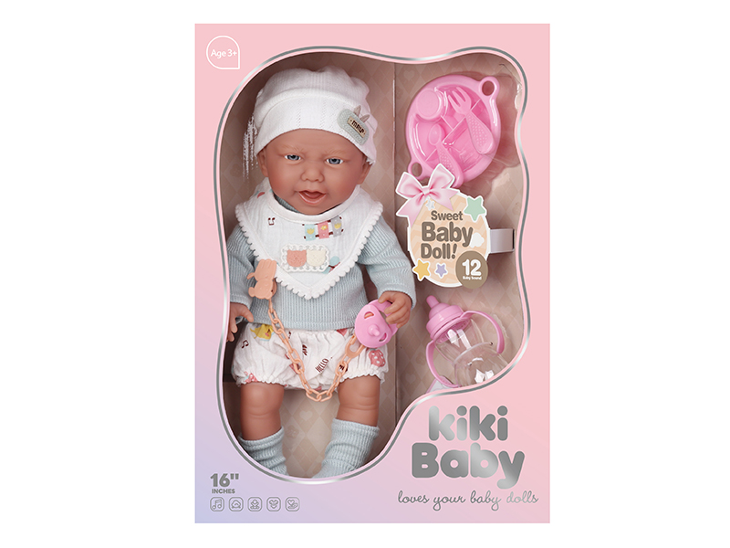 16 Inch Full Vinyl Doll With 12 Sounds+Accessories