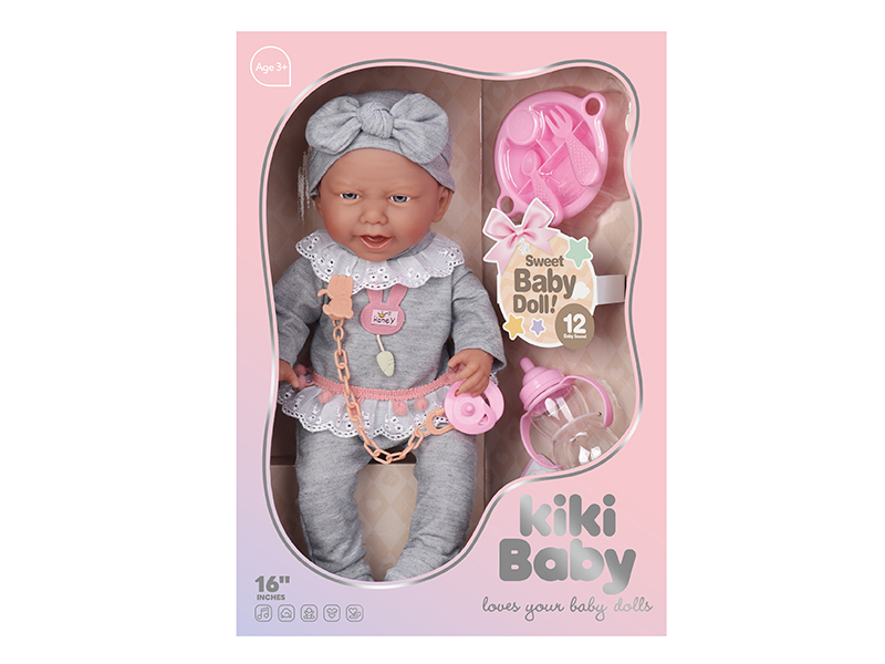 16 Inch Full Vinyl Doll With 12 Sounds+Accessories