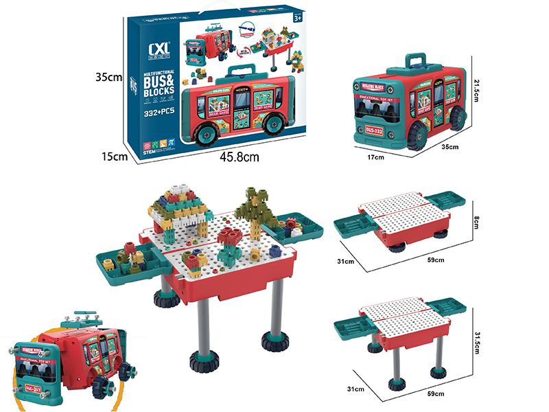 DIY Assembly Deformation Bus Building Block Scene(332PCS)