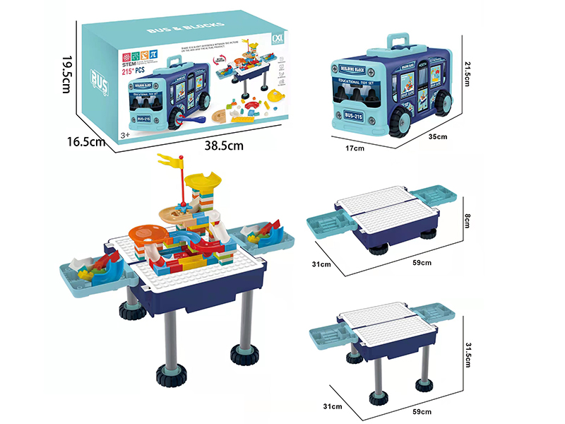 DIY Assembly Deformation Bus Building Block Truck Scene(215PCS)