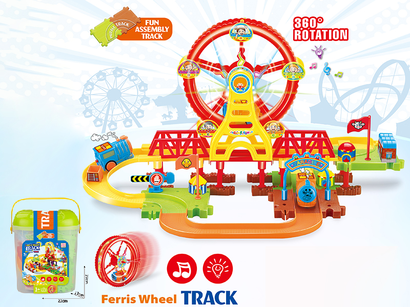 Ferris Wheel B/O Train Track Building Blocks With Lights And Music  56PCS