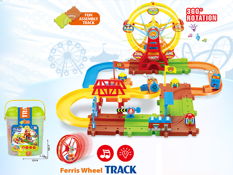 Ferris Wheel B/O Train Track Building Blocks With Lights And Music  50PCS