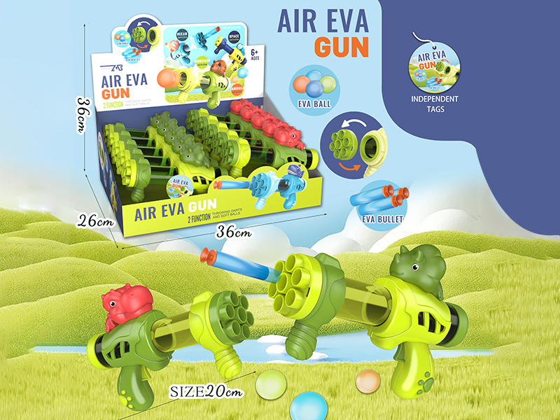 Vinyl Tyrannosaurus Rex, Triceratops Mini Dual-Purpose Air Gun(3 Balls,2 EVA Bullets)10PCS
