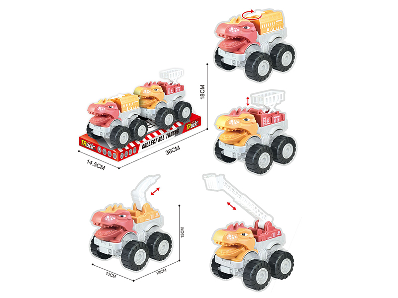 Friction Dinosaur Trucks 2pcs