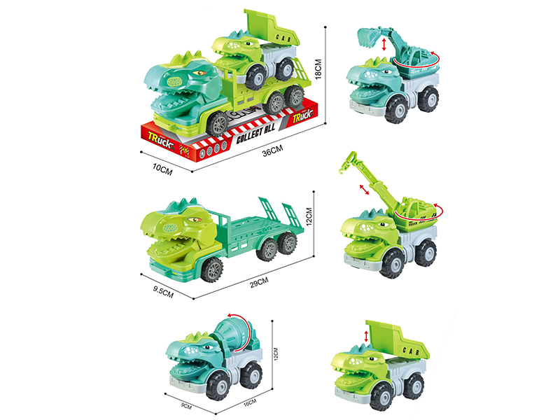 Friction Dinosaur Trailer + Engineering Truck