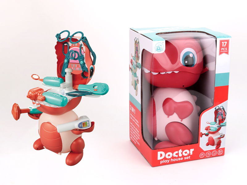 17PCS Dinosaur Medical Equipment Storage（Pink）
