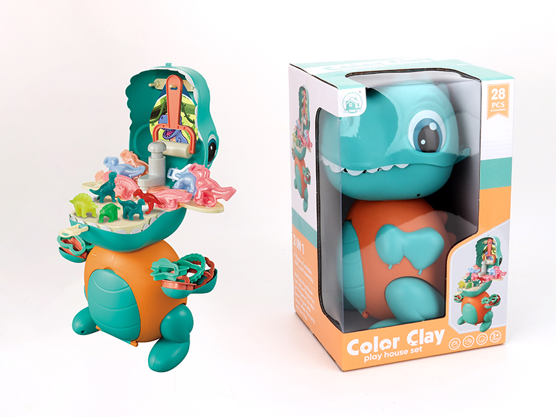 28PCS Dinosaur Colored Clay Storage