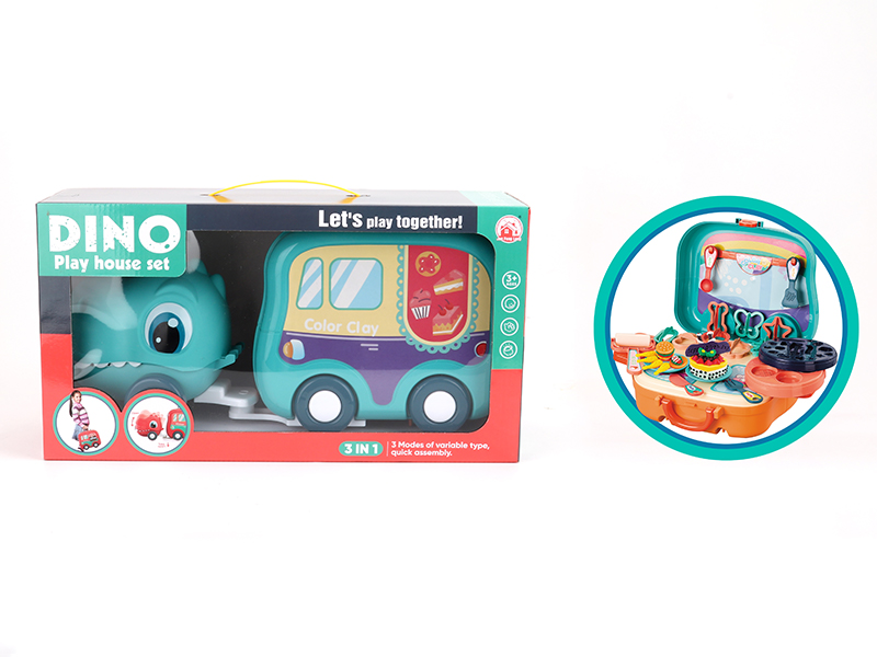 28PCS Dinosaur Colored Clay Storage Trailer