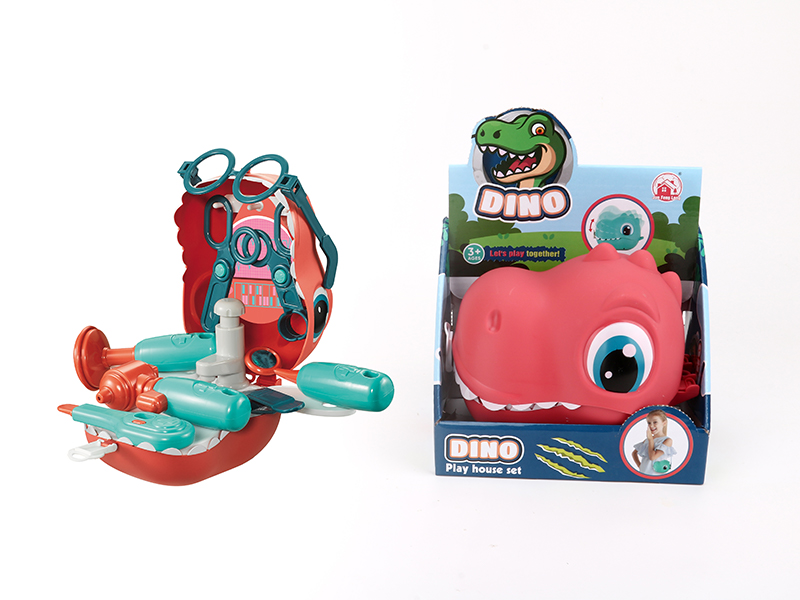 18PCS Medical Equipment Storage Dinosaur Backpack（Red）