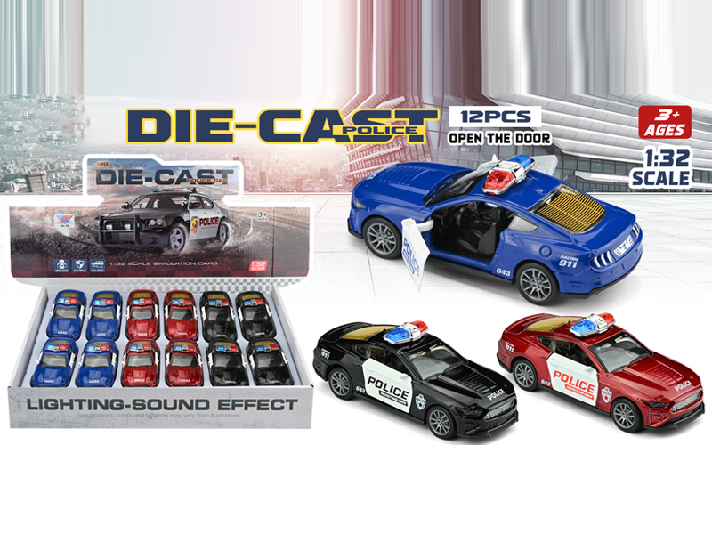 1:32 Pull Back Alloy Police Car 12PCS